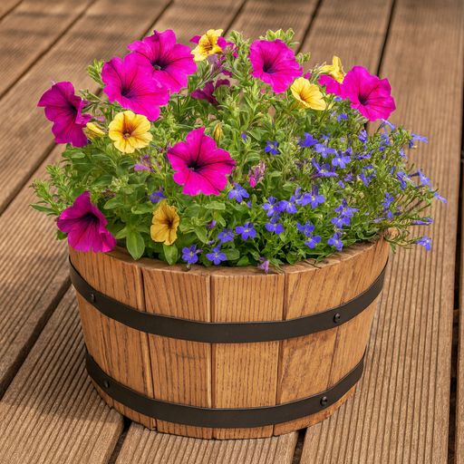 VASO DA FIORI BASSO IN QUERCIA