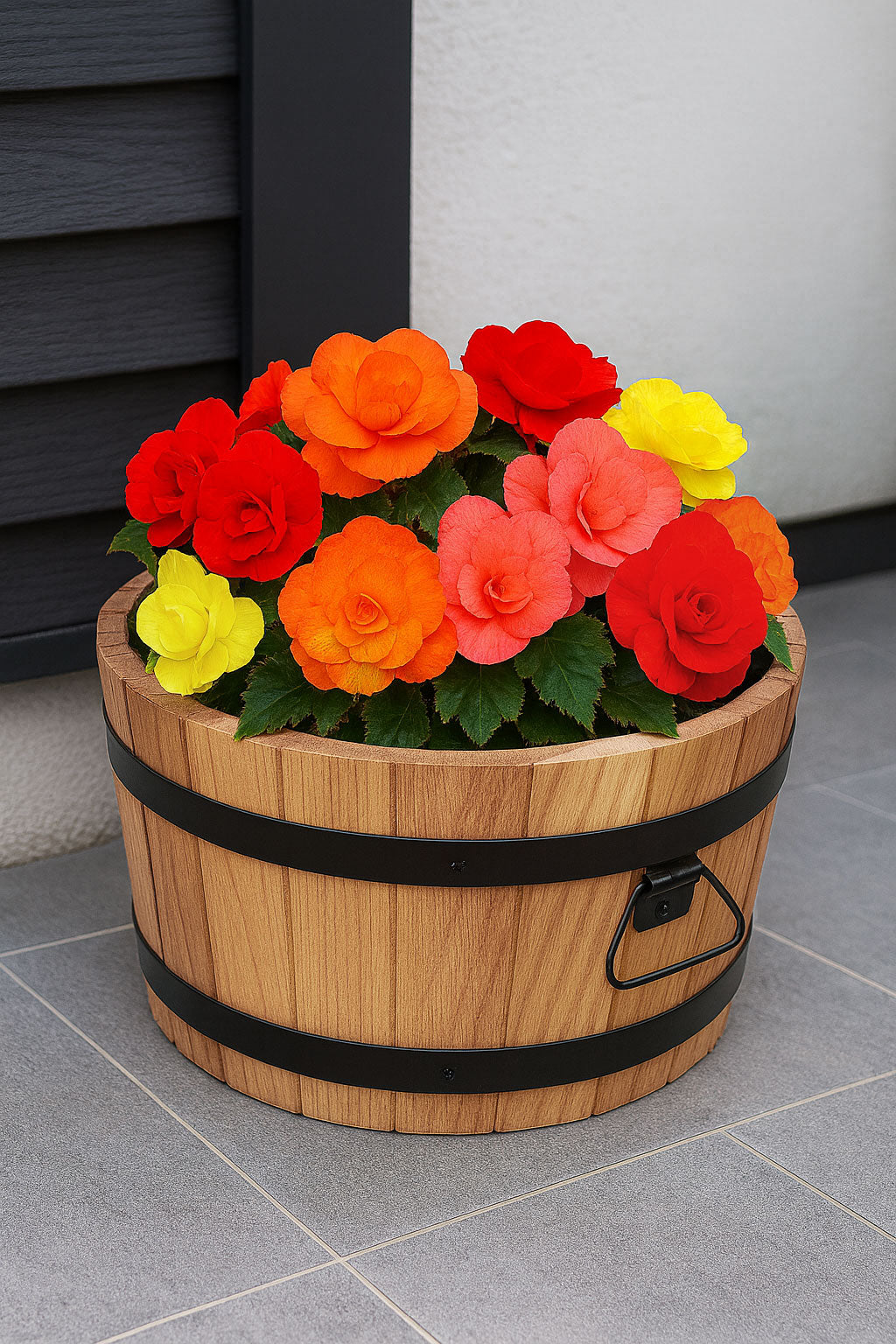 VASO DA FIORI BASSO IN QUERCIA