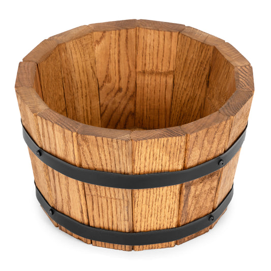 VASO DA FIORI BASSO IN QUERCIA